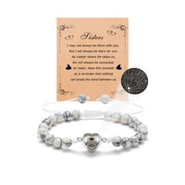 QWNHONEY Gift for Sister 100 Languages I Love You White Nature Beads Bracelet Birthday Valentine's Day Christmas Anniversary Jewelry Gift for Her