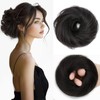 Benehair Human Hair Messy Bun Straight Hair Scrunchies for Women