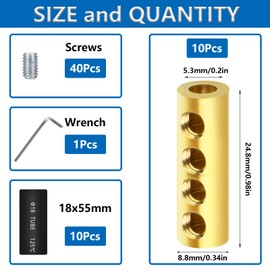 smseace 10Pcs 6 Gauge Wire Connectors with 10Pcs Heat Shrink Tubes,20Pcs Screws and Wrench 6 awg Splicing Quick Wiring Terminal 80 Amp 4-Hole Circuit Connecto