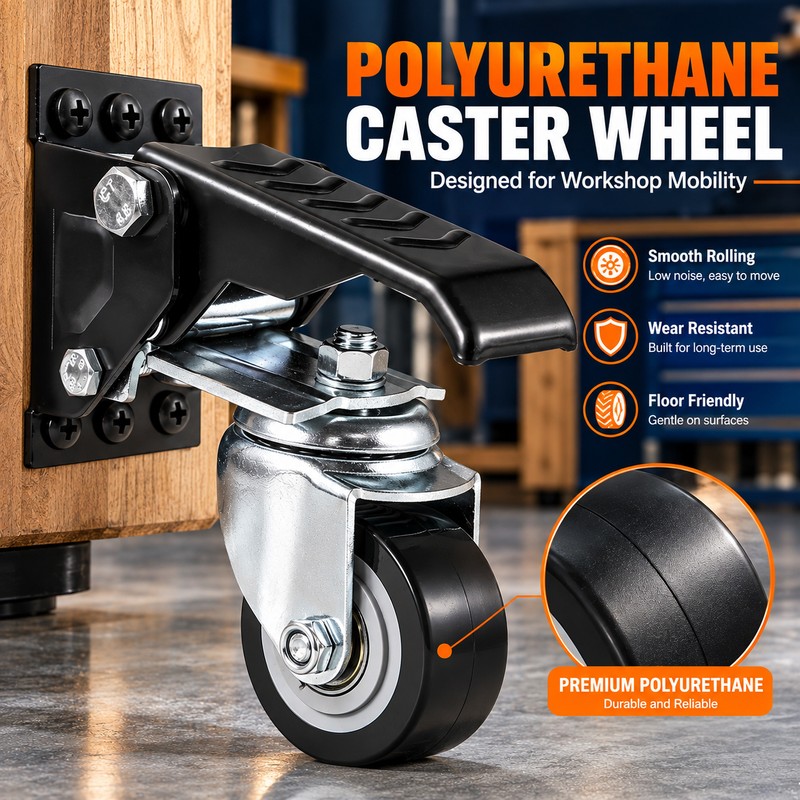 Retractable Workbench Caster Wheels for Heavy-Duty Tables – 4-Pack with