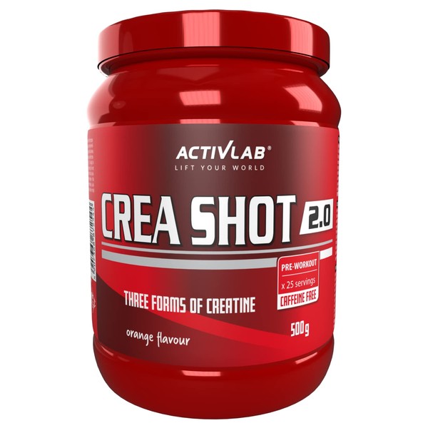 Activlab Crea Shot 2.0, 500g Pulver, 25x Pre-Workout, kein Koffein,