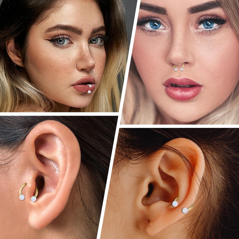 PEAKLINK Horseshoe Nose Ring Titanium Septum Jewelry 16G Horseshoe Lip