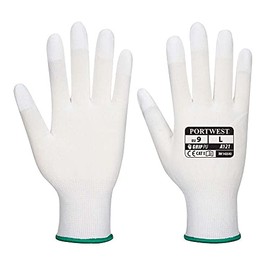 Portwest PU Fingertip Glove, Size: M, Colour: White, A121WHRM