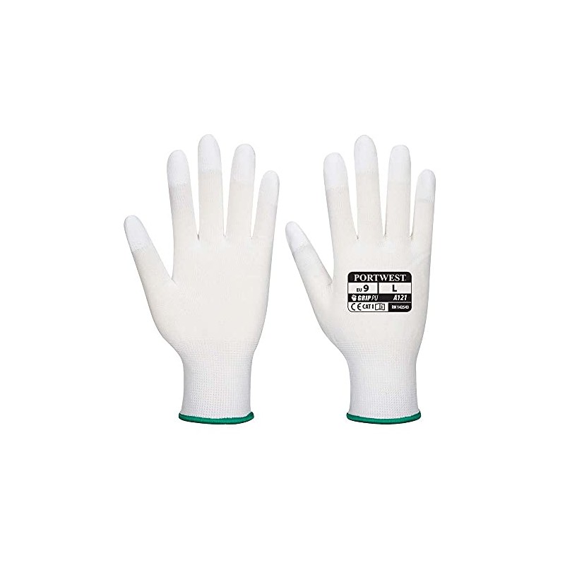 Portwest PU Fingertip Glove, Size: M, Colour: White, A121WHRM