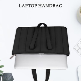 MOSISO Laptop Tote Bag, 13-13.3 inch Laptop Bag Compatible with MacBook Pro 14, HP, Dell, Lenovo, Asus Notebook, Vertical Quilted Casual Briefcase Computer Bag for Business Office Work, Black