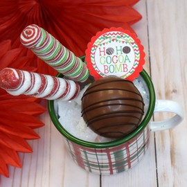 Ho Ho Cocoa Bomb Christmas Themed Hot Cocoa Bomb Packaging Sticker Labels, Total of 40 2" Circle Stickers (20 Sets of 2) by AmandaCreation