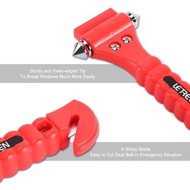 LETREEN 4 Pack Car Emergency Escape Window Break Hammer Safety Seat Belt Cutter Tool, Car Safety Hammer with Sharp Seat Belt Cutter, Double-Ended Car Escape Life-Saving Hammer Tool