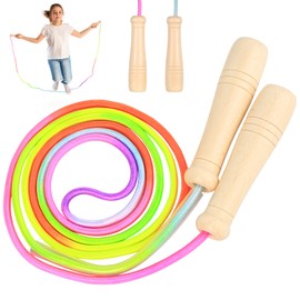 Children's Skipping Rope, 250 cm Adjustable Rope Skipping Ropes, Jumping Ropes Jump Rope Children, Skipping Rope Kids with Wooden Handle, Skipping Ropes Skipping Rope for Boys Girls 5 6 7 8 9 10 Years