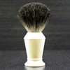 Men's Pure Black Badger Shaving Brush in Ivory Colour Handle.