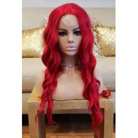 Unbranded Front Lace Wig - Human Hair Blend Platinum RED Copper  Multicolor Wavy Curly