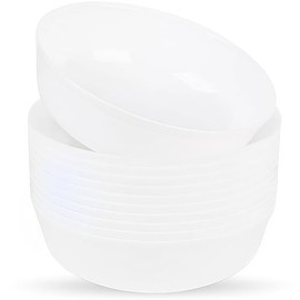 Blue Sky Edge White Bowls - 16 oz (10 Count) Disposable Round Plastic Bowls for Parties, Events & Special Occasions