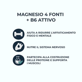 INOLAB Magnesio Completo 1980mg + B6 | 4 Forme Sinergiche: Magnesio Bisglicinato, Malato, Vegetale, Taurina Chelata | Alta Assimilazione e Tolleranza | 120 Capsule Senza Magnesio Marino