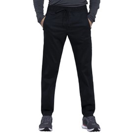 Cherokee Men Scrubs Pant Natural Rise Jogger with Zip Cargo Pocket WW012S, XL Short, Black