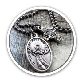 St. Joseph of Cupertino Necklace, Keychain or Clip, Patron Saint Confirmation Gift, Catholic Jewelry, Customize with Initial or Crystal Birthstone Option, Unisex Gift