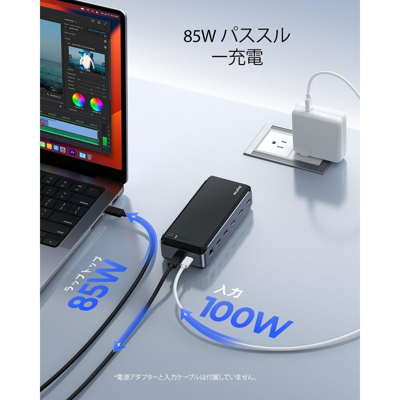 RayCue 13IN1 USB-C Dock, 100W Output, 4K@30HZ, 1Gbps Ethernet Port,