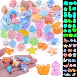 45Pcs Mini Sea Resin Animals, 22 Styles Luminous Ocean Resin Animals and 23 Styles Tiny Sea Miniature Figures for Fairy Garden Landscape Miniature Dollhouse Accessories Hide Crafts Decor