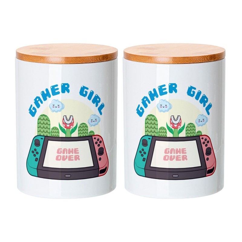 Fabulous Ceramic Pot with Lid Bamboo - Gamer Girl Games