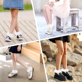 DIVINA VITAE 3 Pairs of Ruffle Socks, Lace Children's Socks, Elastic Lace Socks, Toddler White Ruffle Socks for 4-6 Years Girls Wedding Party Costume Prom