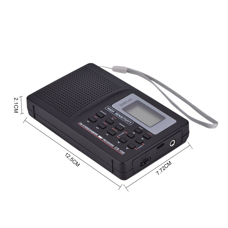 Portable FM/AM/SW/LW/TV Radio with Full Frequency Reception and Auto Backlight