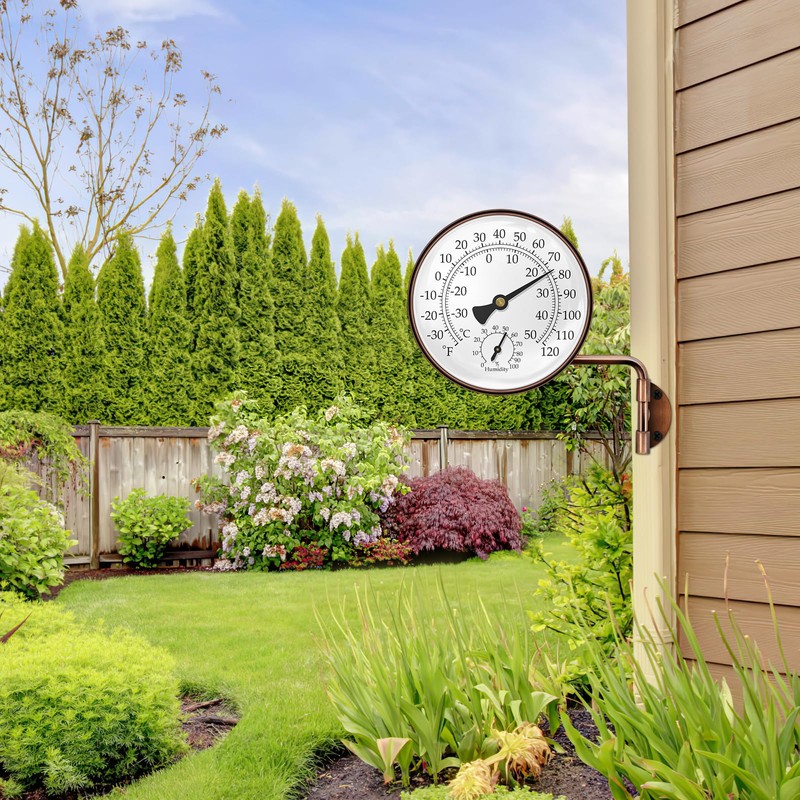 4" Brass Outdoor Thermometer Waterproof, Outside Decorative Thermometer for Patio,