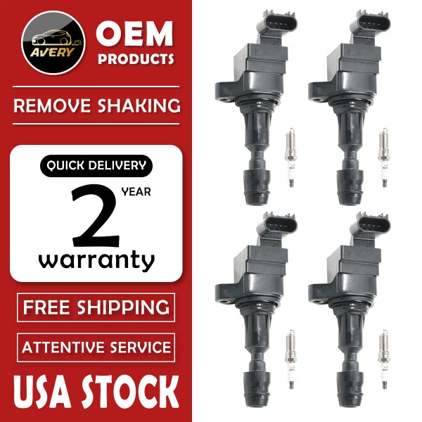 AVERY 4X Ignition Coils + 4X Spark Plugs for Saturn