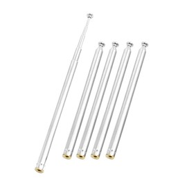 Uxcell 5 Sections Telescopic Antenna, 12 Inches 310mm Long for AM FM Radio TV, 5 Pcs Communications for Home Theater, Silver Tone
