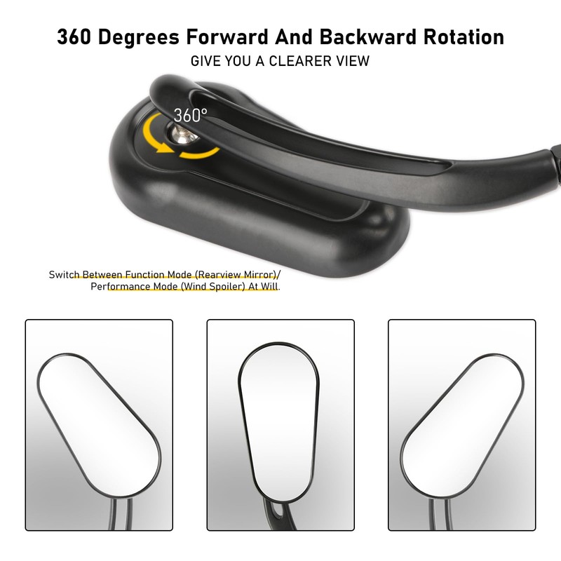 DREAMIZER Motorcycle Mirrors, Universal M8 Black Motorcycle Rear View Side