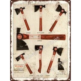 1924 Plumb Hatchet Take Up Wedge Wood Handle Metal Sign 9x12" A326