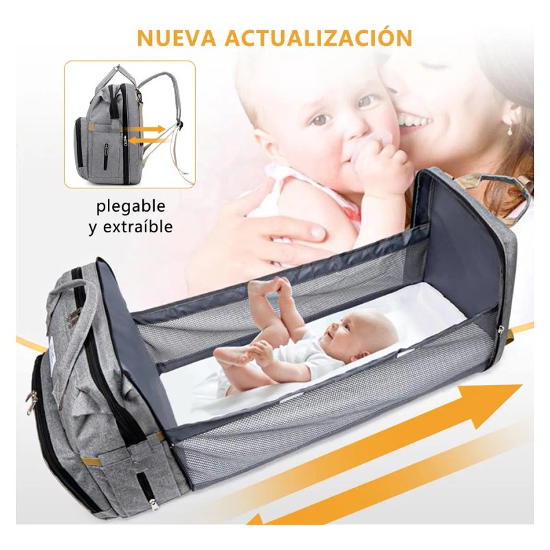 Mochila Pañalera Para Bebé Multifuncional Impermeable Con Us Color Diseño