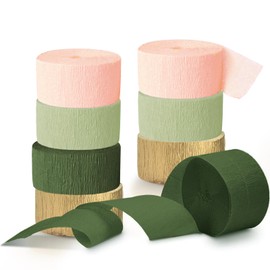 NICROHOME EUR Wedding Party Decorations 8 Rolls Crepe Paper Streamers Moss Sage Green Pink Boho Baby Shower Wedding Engagement Spring Party Birthday Party Supplies 24.9M