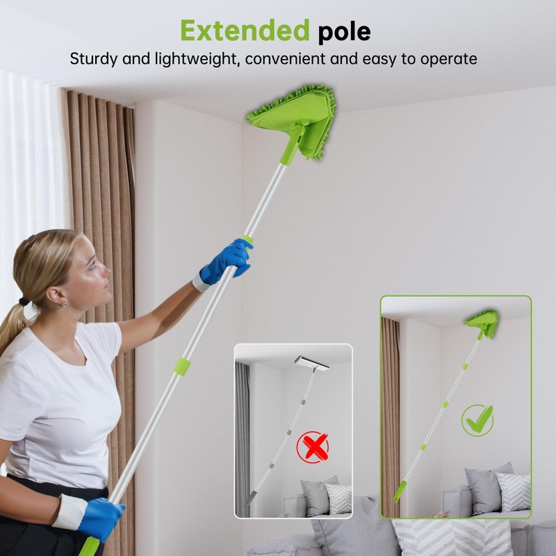 Wall & Baseboard Cleaner Mop Tool with 82'' Long Handle,
