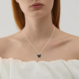 RIXERKOC Acrylic Butterfly Pendant Necklace Adjustable Butterfly Chain for Women Girls Colourful Butterfly Jewellery Gift for Birthday Valentine's Day Mother's Day, Metal, Not Applicable