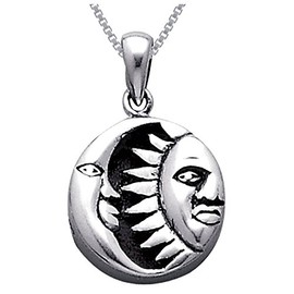 Jewelry Trends Celestial Sun Moon Sterling Silver Pendant Necklace 18" Created Black Onyx