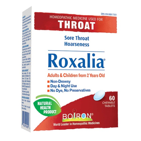 Boiron Roxalia, 60 tablets, Homeopathic Medicine for sore throats and hoarseness