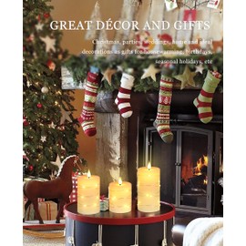 Da by Flameless Candles with String Lights, Battery Operated Candles with Remote and Timer, LED Pillar Candle Real Wax,3 Pack-Ivory White