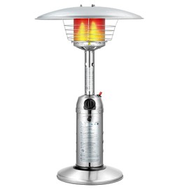 Tangkula Tabletop Propane Patio Heater, 11,000 BTU Portable Outdoor Heater W/Adjustable Flame, Simple Ignition System, Tipping-Over Protection, Ideal for Courtyard, Garden, Patio Restaurant (Silver)