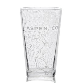 ASPEN COLORADO Engraved Pint Glass | Great Ski Resort Mountain Topography Map Gift Idea!