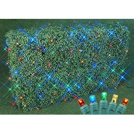 Commercial Grade Christmas LED Net Light Set, 4' X 6', Multi, Green Wire, 100 Light