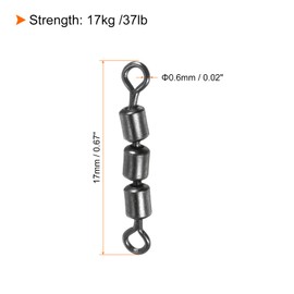 PATIKIL 20pcs 37lb High Speed 3 Roller Swivel Copper Barrel Bead Chain Rolling for Saltwater Freshwater Fishing Black