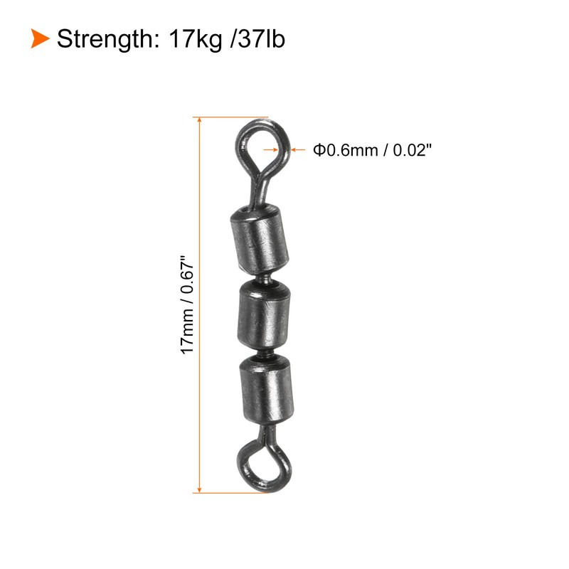 PATIKIL 20pcs 37lb High Speed 3 Roller Swivel Copper Barrel