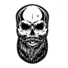 SKULL BARBUTO Iron on Back Patch Large Motorcycle Vest Biker Motorcycle Vest Independent Free Biker Rider Iron