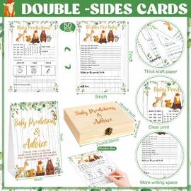 52 Pcs Baby Prediction Cards for Baby Shower Games Predictions & Advice Cards for New Parents Gender Neutral Shower Decorations Boy Girl with Box for Guessing Activities Decor(Woodland)
