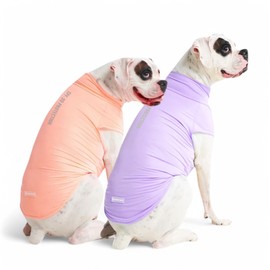 Spark Paws Sunblock Dog T-Shirt, SPF30 Protection, Lightweight Breathable Quick Dry for Dogs with Sensitive Skin - Purple & Peach (Set of 2) - 5XL