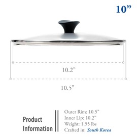 TeChef Cookware Tempered Glass Lid, Made in Korea (10-Inch) (26cm)