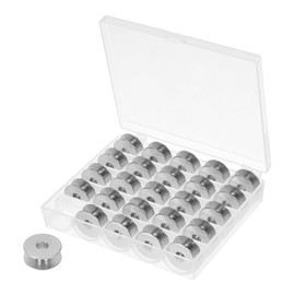 sourcing map Metal Bobbins Embroidery Bobbins with Case Sewing Machine Accessories, Silver Pack of 25