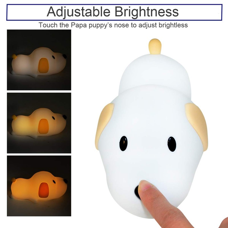 Silicone LED Papa Puppy Night Light Touch Sensor Switching Night