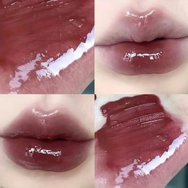 Gege Bear 6 Colors Hydrating Lip Gloss - Vibrant Lipstick, Long-Lasting, Lightweight, Non-Fading Jelly Mirror Finish, Korean Makeup, For All Skin Types (.18oz) (#05: Crystal Dark Red, Large)