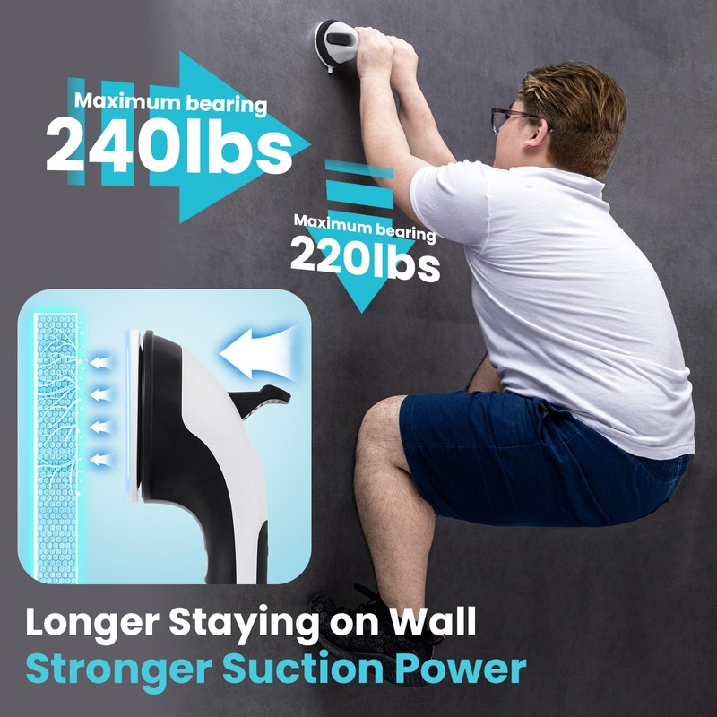 TAILI 2 Pack Black Grab Rails for Bathroom, 31cm Suction