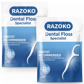 RAZOKO Dental Floss Picks High Pull Toothpicks Sticks,Professional Clean Floss Picks,Unflavored Disposable Flossers Refill Pack 500Pcs | RAZOKO