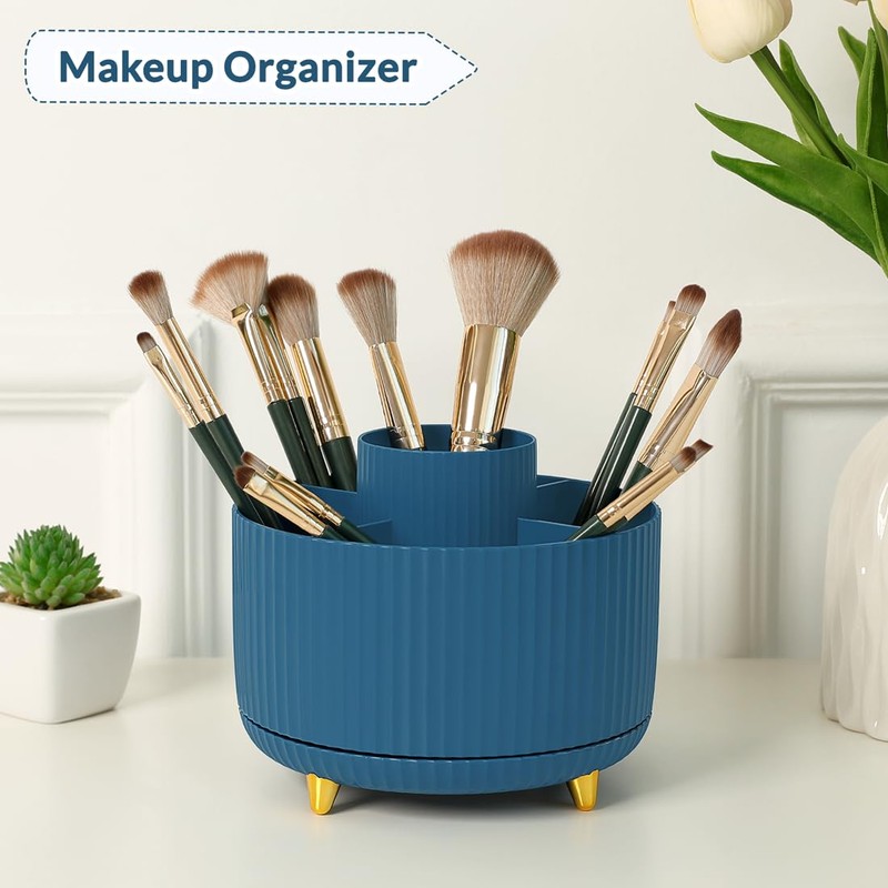 SKYDUE 360 Degree Rotating Desk Organizer, Dual-Purpose Pencil Pen Holder,